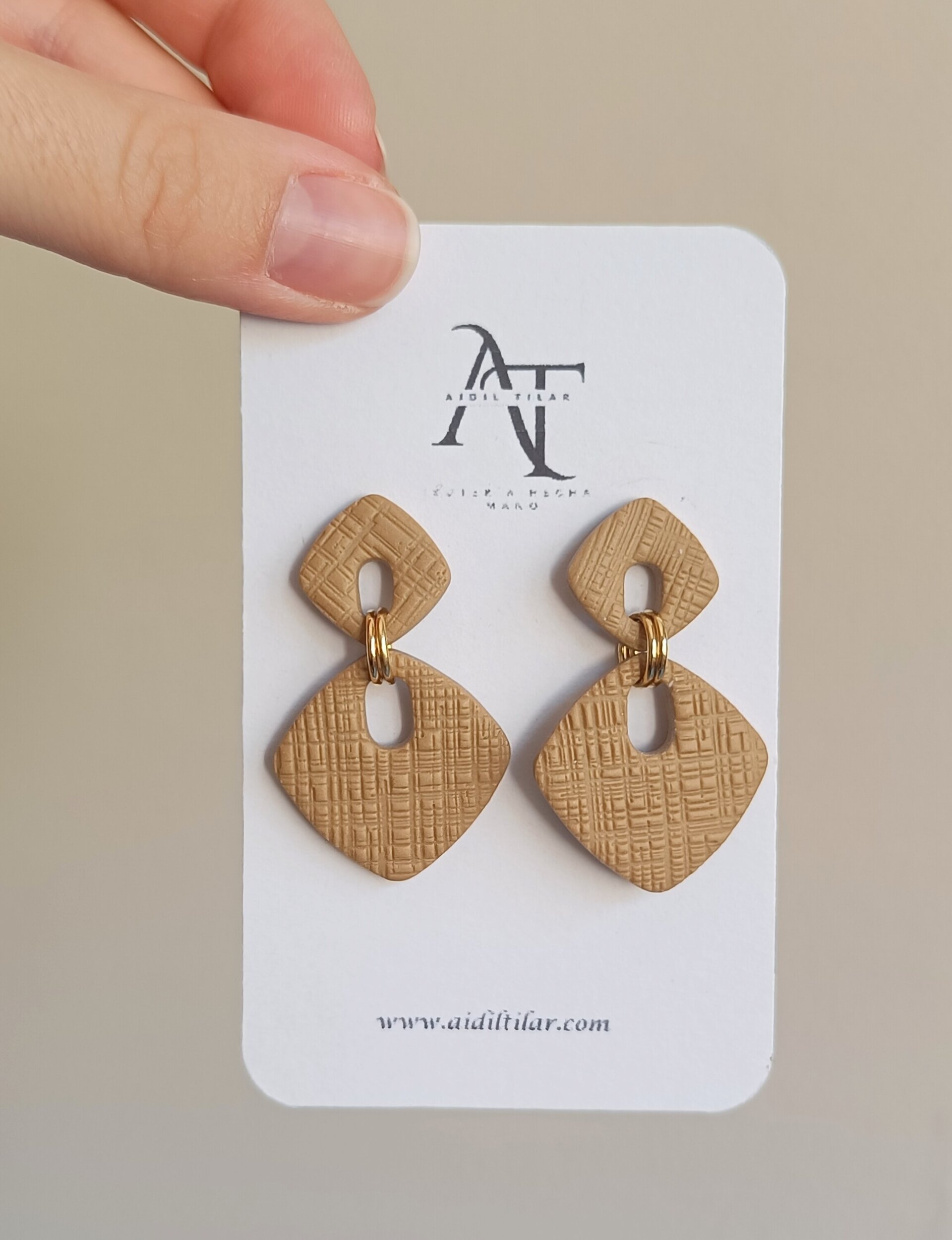 Pendientes rombo efecto lino (varios colores) - 3