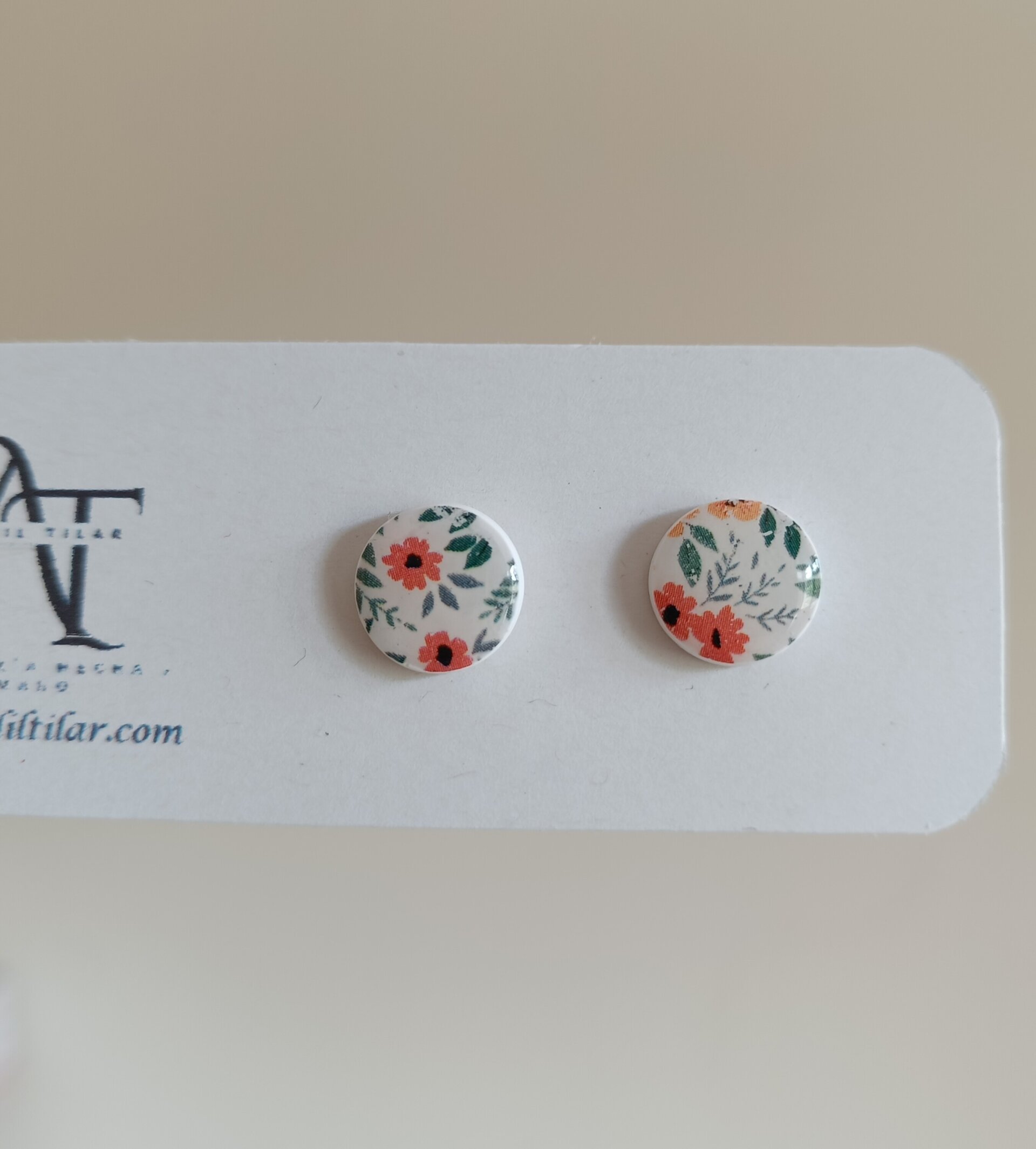 Pendientes redondos estampado flores - 2