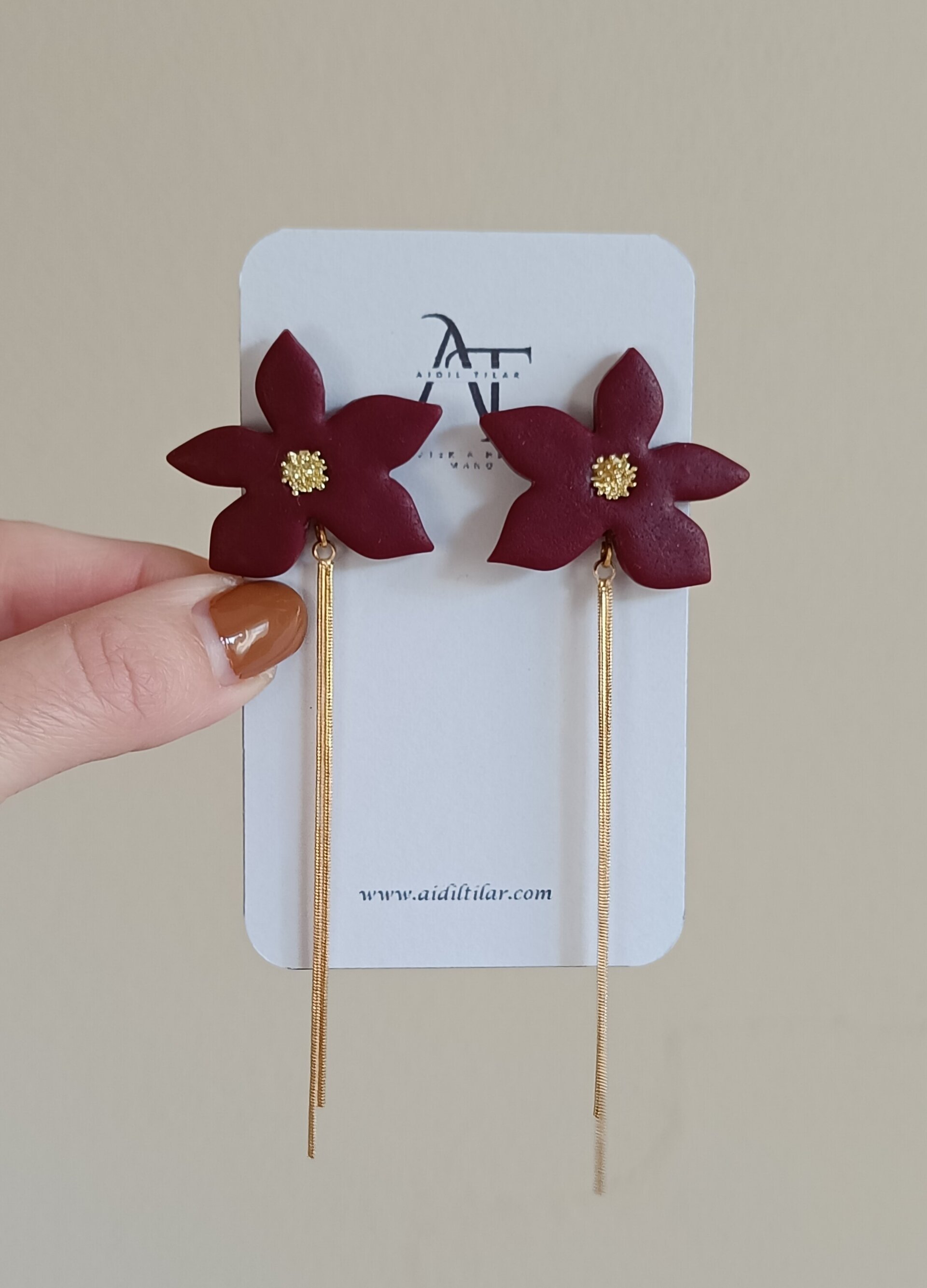 Pendientes de flor con colgante (varios colores) - 4