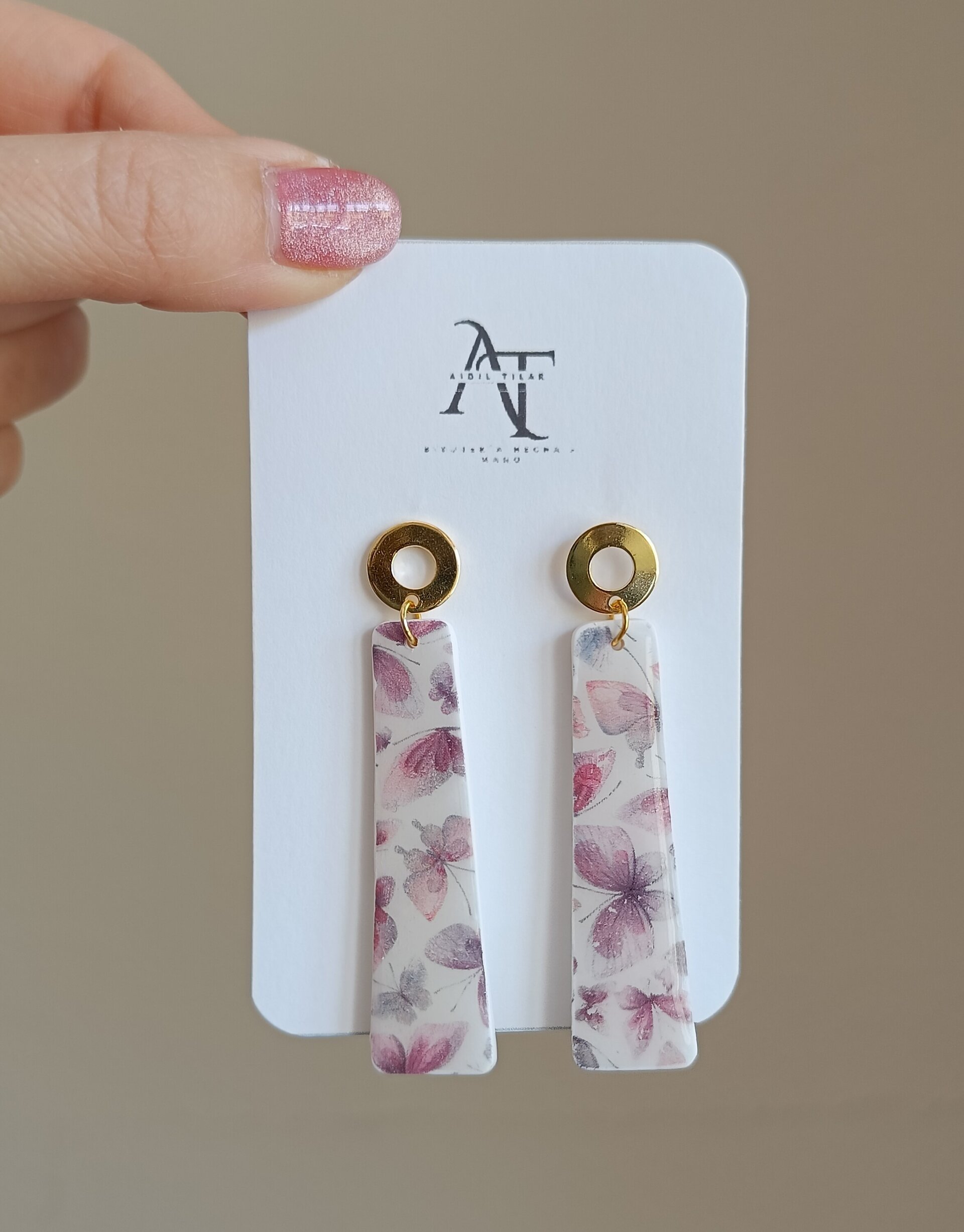 Pendientes largos estampado mariposas - 2