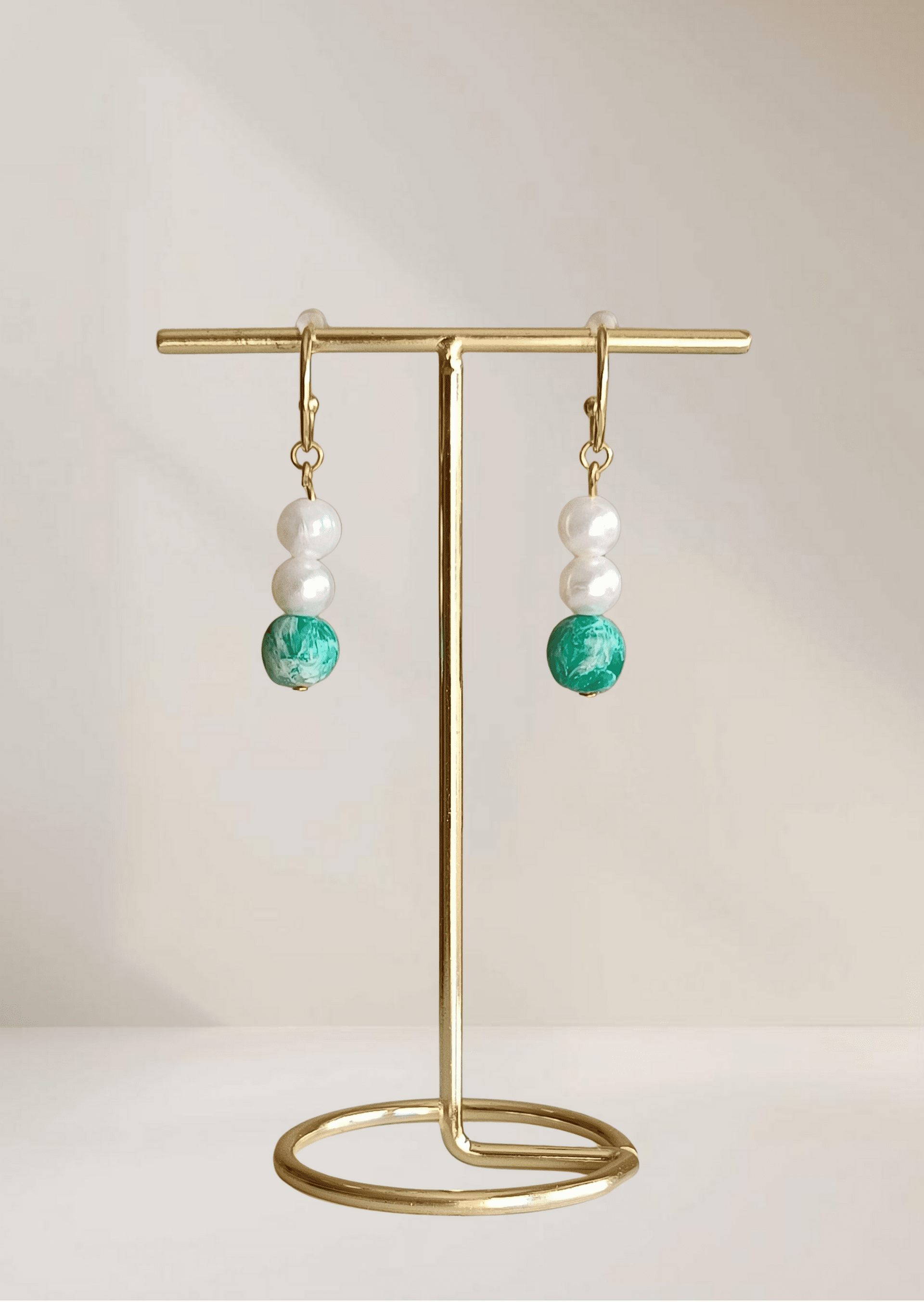 Pendientes de perlas y jade - 1