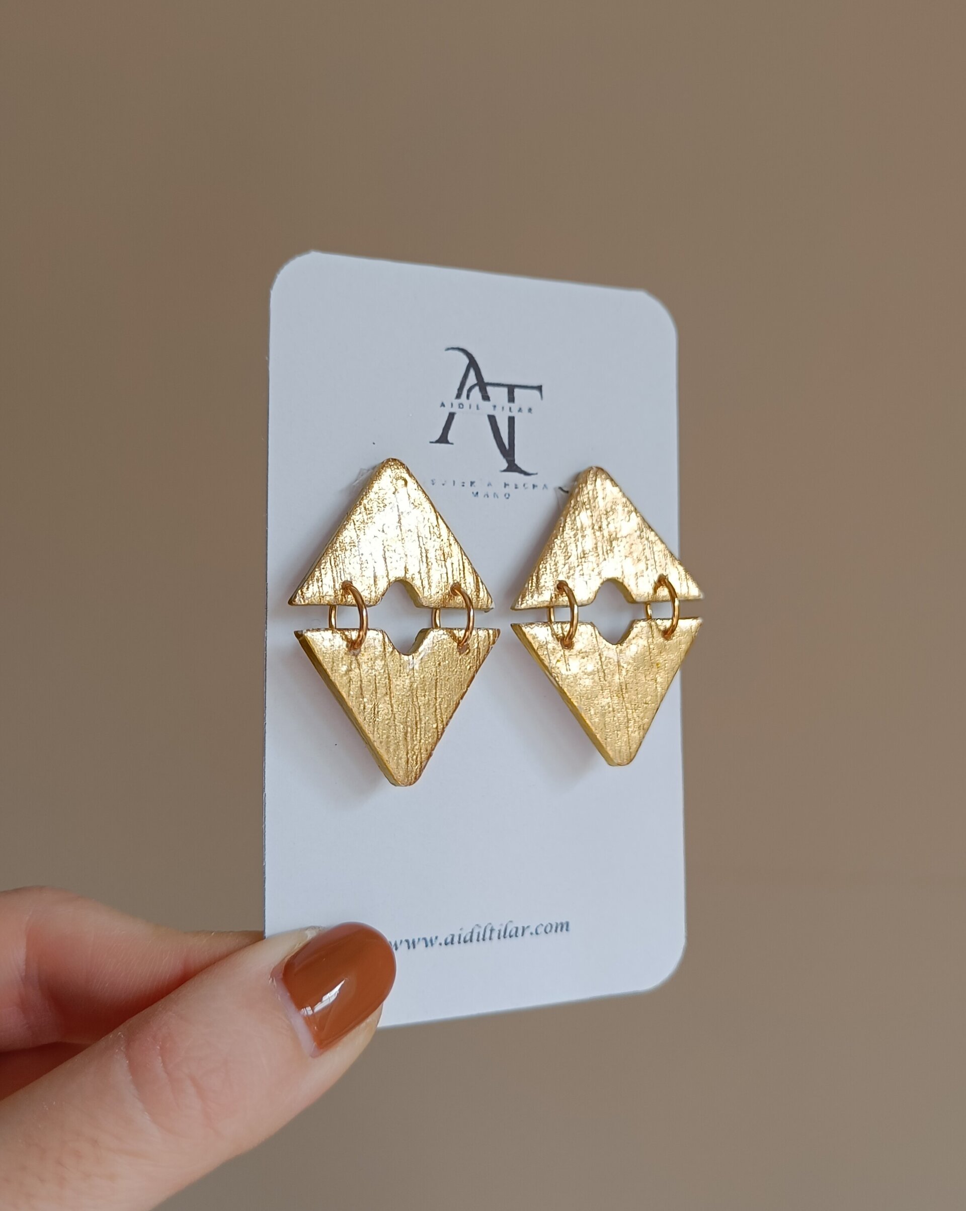 Pendientes en triángulo doble metalizado (varios colores) - 5