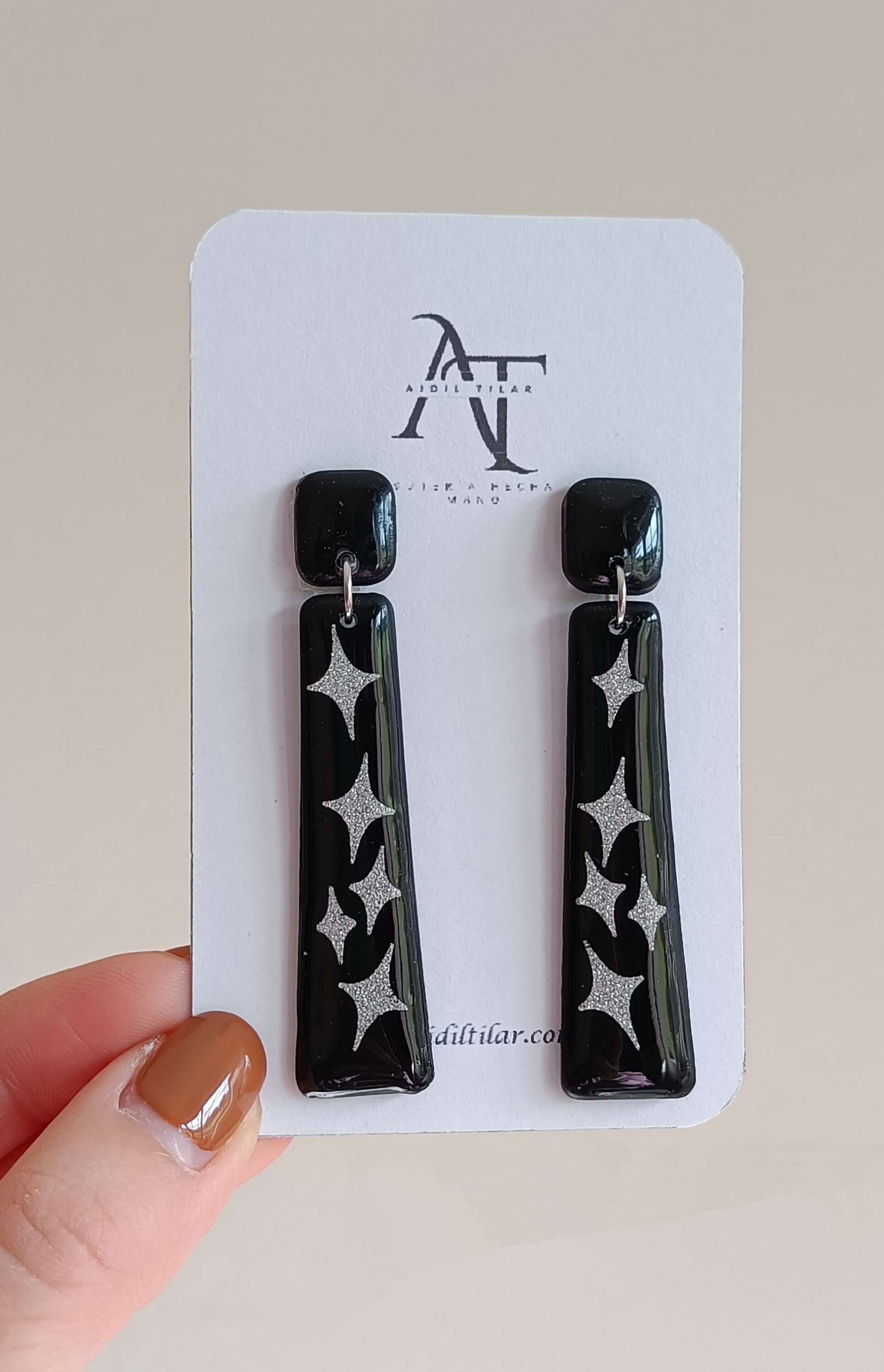 Pendientes de rectángulo alargado con estrellas - 2