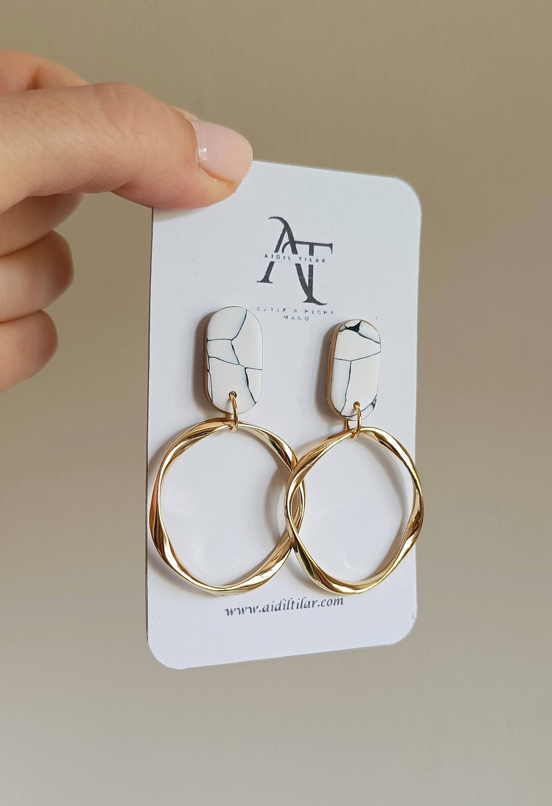 Pendientes piedra y aro - 3