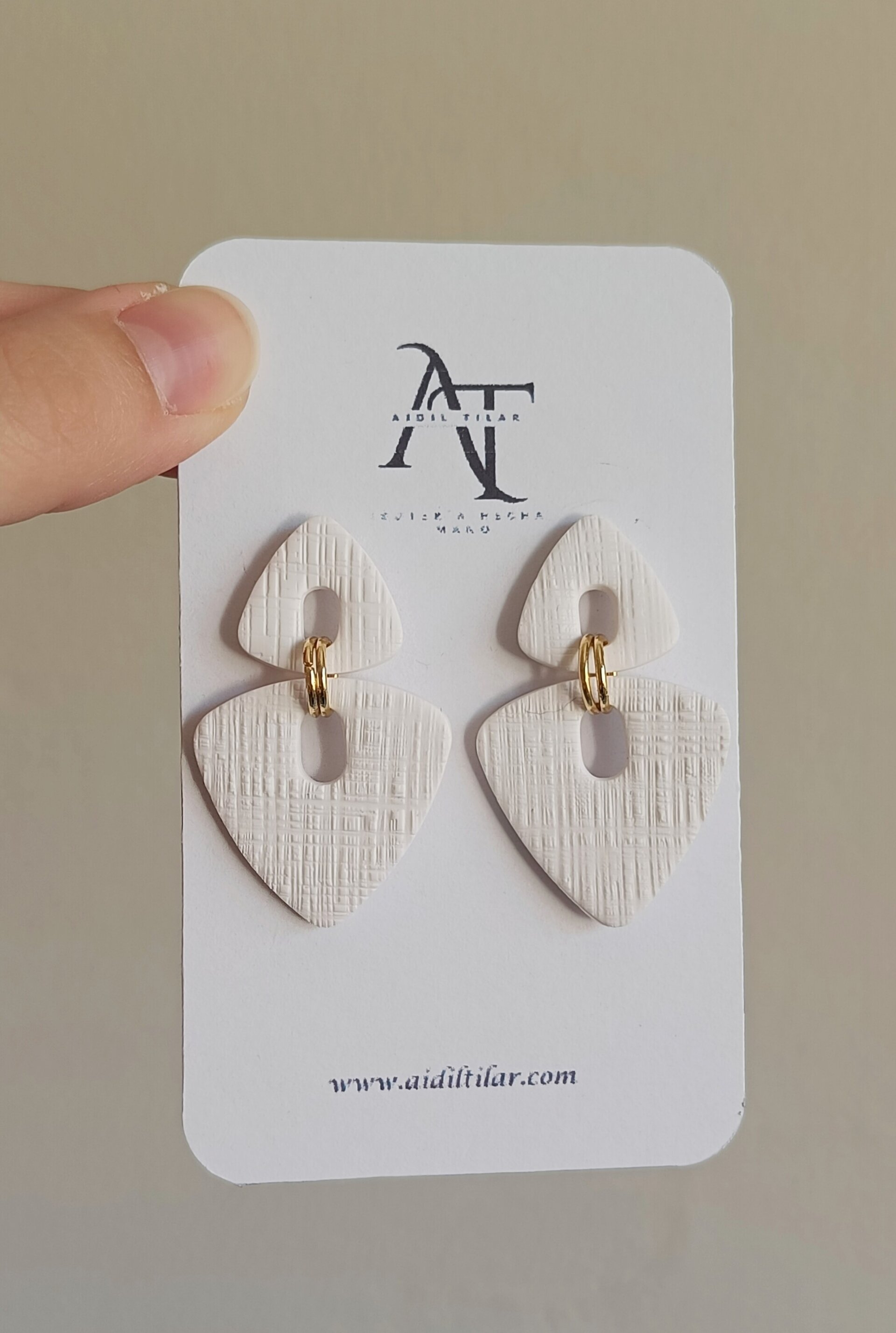 Pendientes triángulo efecto lino (varios colores) - 2