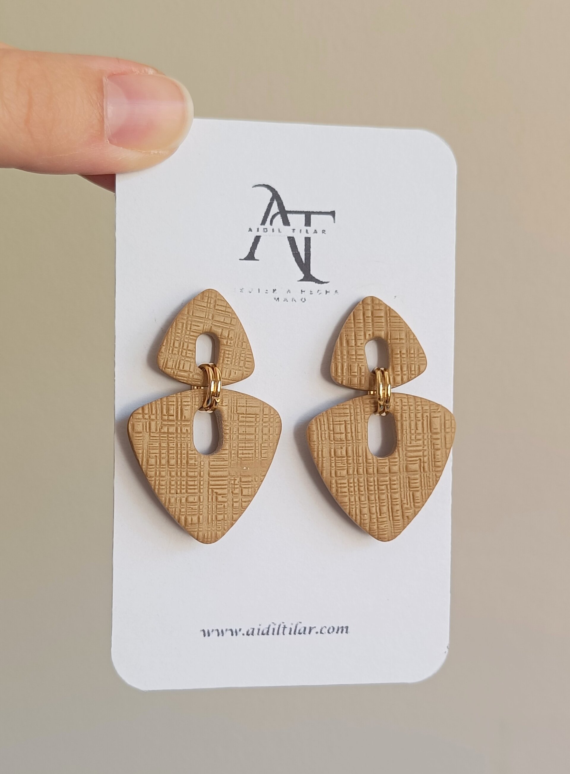 Pendientes triángulo efecto lino (varios colores) - 3