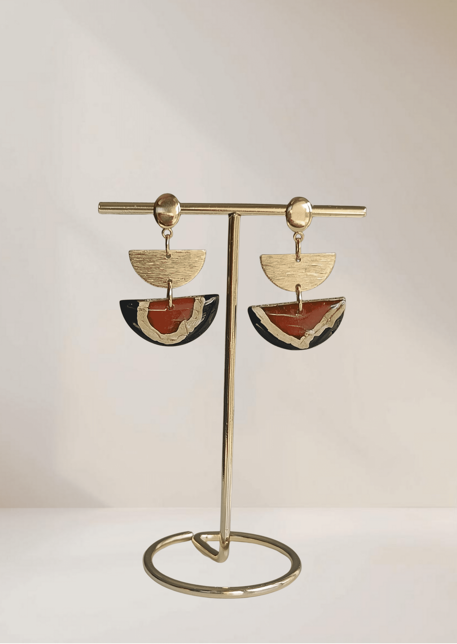 Pendientes semicírculo con colgante - 1