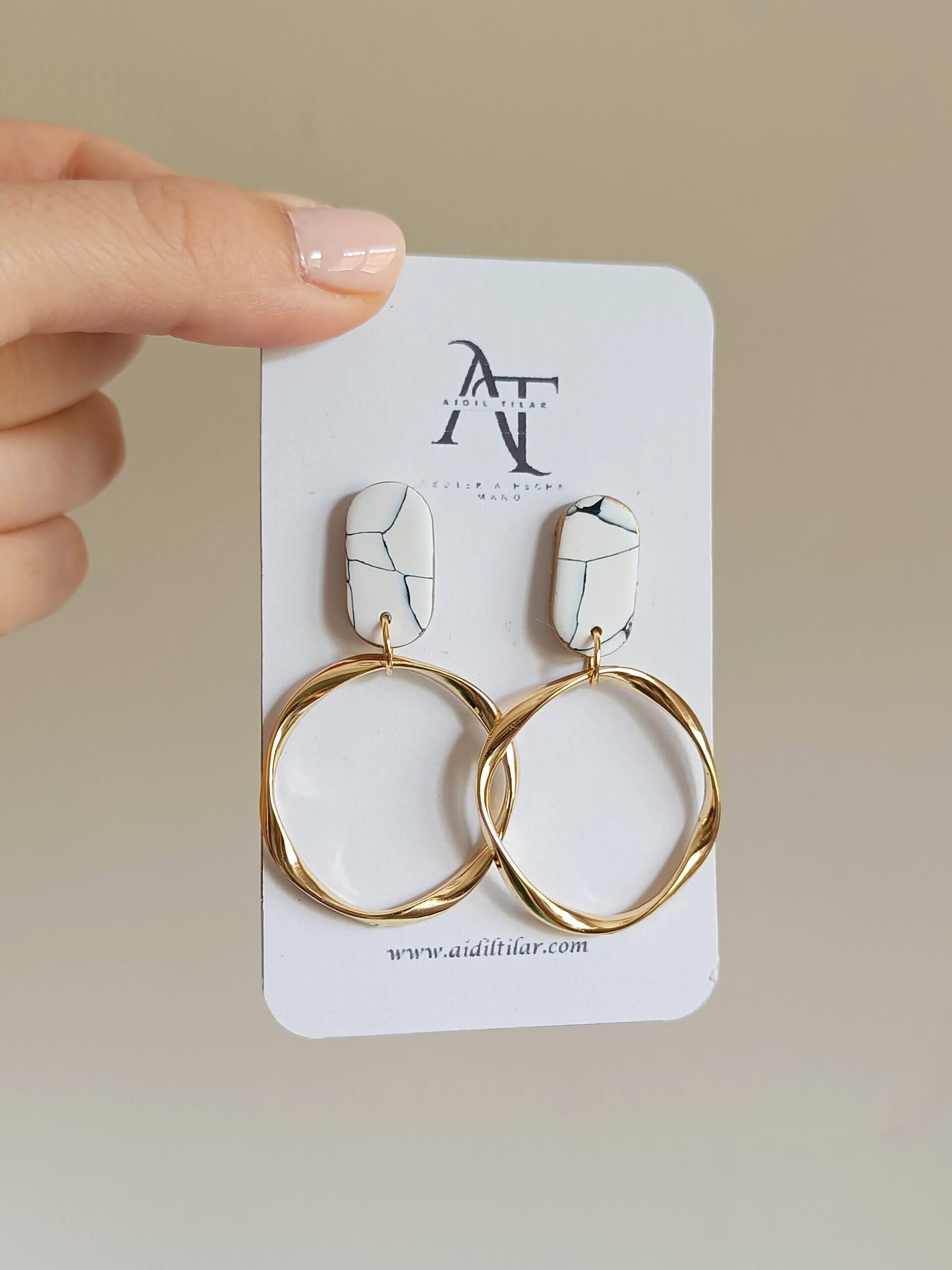 Pendientes piedra y aro - 2